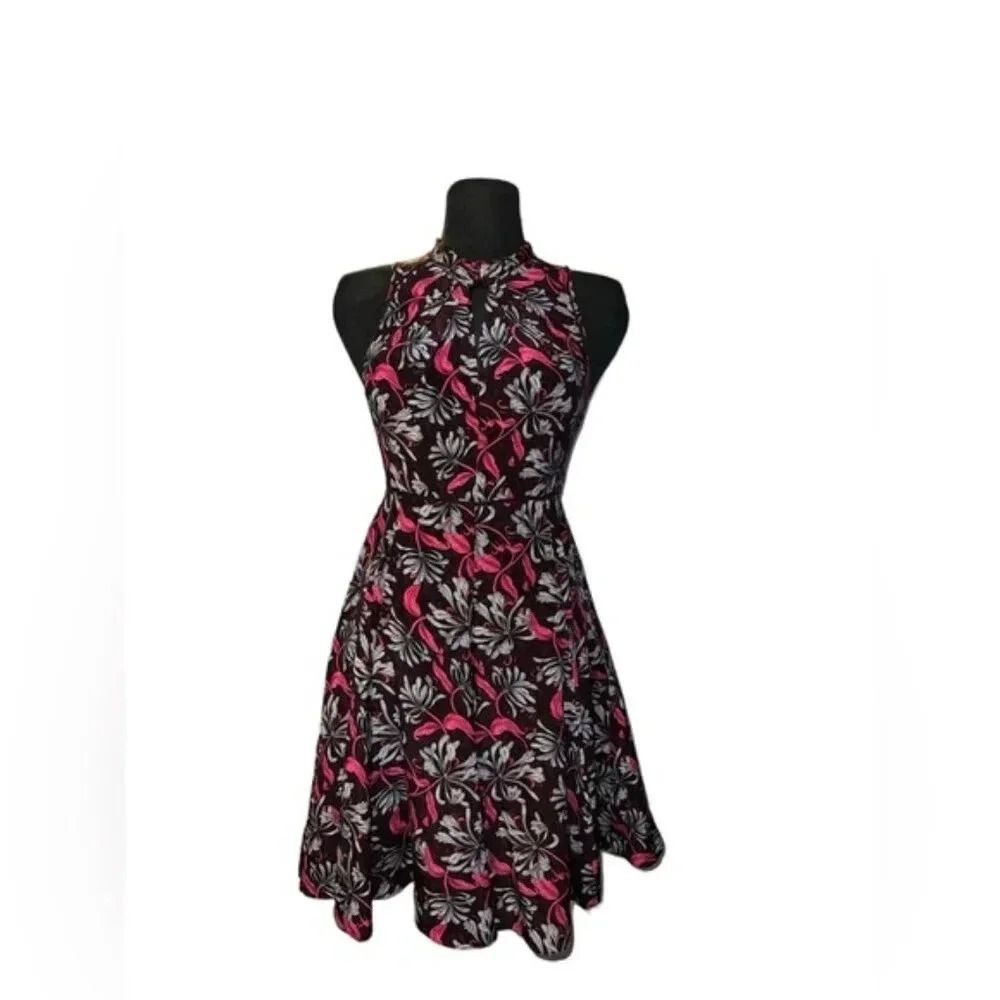 REBECCA TAYLOR Mystic Garden 100% silk floral buttoned shirt dress plum|… - Picture 5 of 6